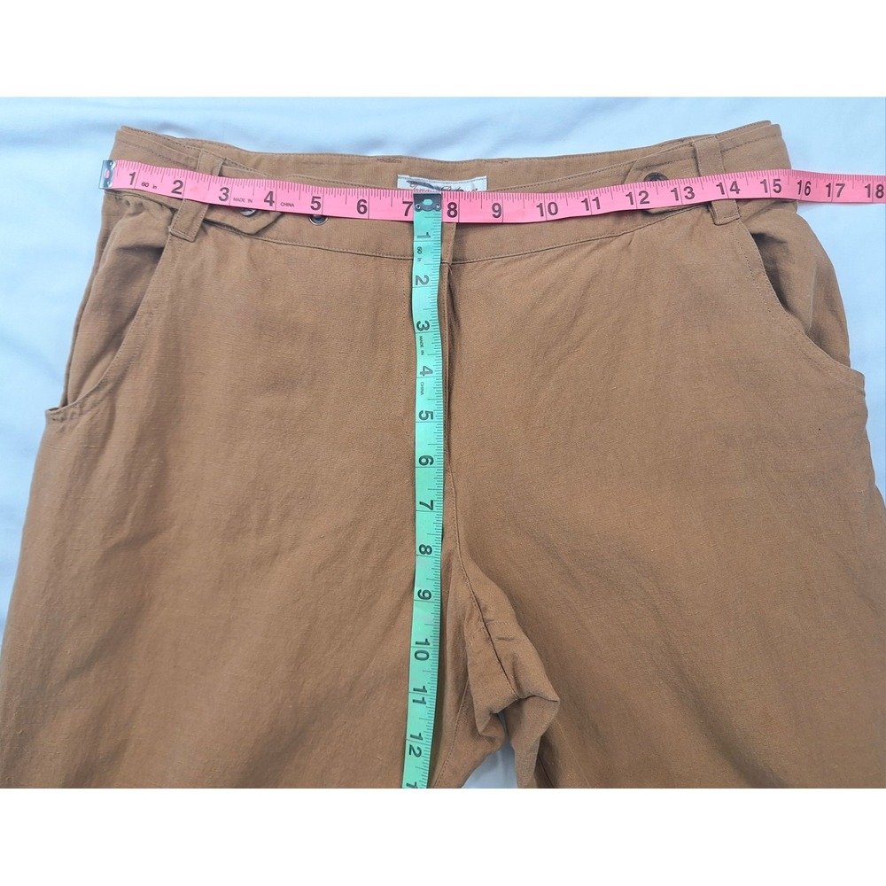Tommy Bahama Silk Linen Cargo Pants Womens 8 Tan Brown Wide Leg Utility Trousers - Picture 8 of 9